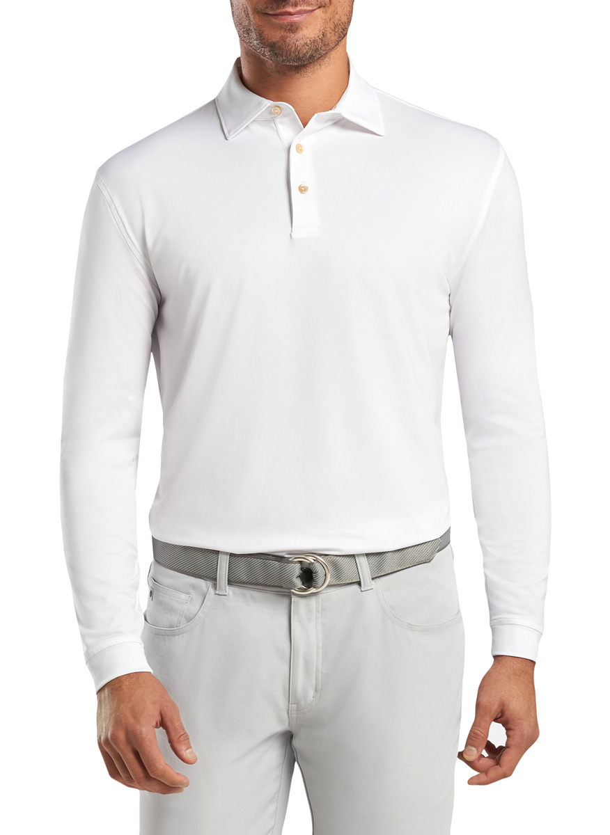 Peter Millar Solid Stretch Jersey Long Sleeve Golf Shirts